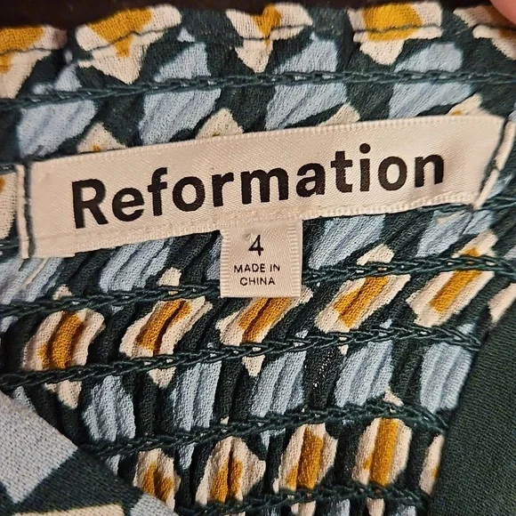 💕REFORMATION💕 Juliette Dress ~ Mosaic Multi-Color Geometric Print 4 NWOT